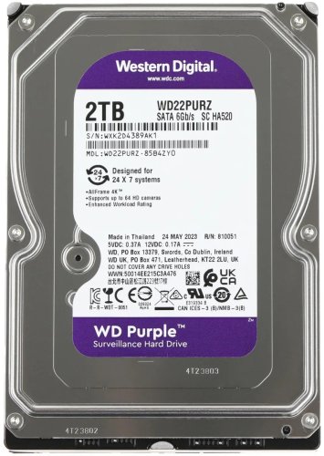   2TB WD Purple WD22PURZ, 2, HDD, SATA III, 3.5