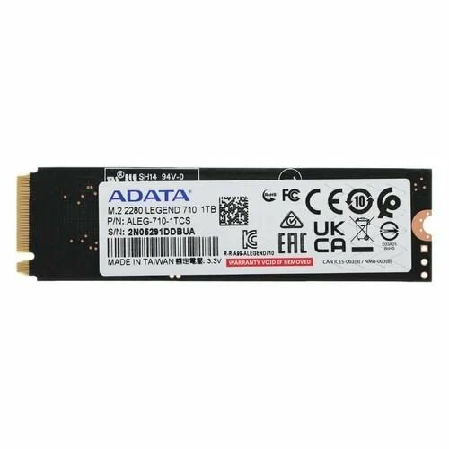 ������������� ���������� SSD M.2 1TB ADATA LEGEND 710 [ALEG-710-1TCS]  M.2 2280, ������, ��: 2400 ��/�, �������� ������, ��: 1800��/�, PCI-E x4, NVMe 1.4, TBW: 260 TB