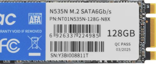   SSD M.2 128GB Netac N535N [NT01N535N-128G-N8X] SATA 3,  - 510 /,  - 440 /, 3  TLC, TBW - 70 