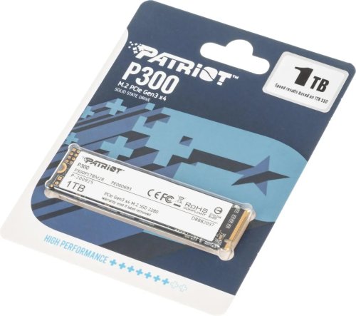 ������������� ���������� SSD M.2 1Tb Patriot P300 [P300P1TBM28] [ M.2 NVMe ,PCIe 3.0 x4, ������ - 2100 �����/���, ������ - 1650 �����/���, NVM Express, TBW - 480 ��]