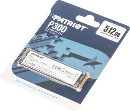 ������������� ���������� SSD M.2 512GB M.2 NVMe Patriot P300 [P300P512GM28] [PCIe 3.0 x4, ������ - 1700 �����/���, ������ - 1200 �����/���, NVM Express, TBW - 240 ��]