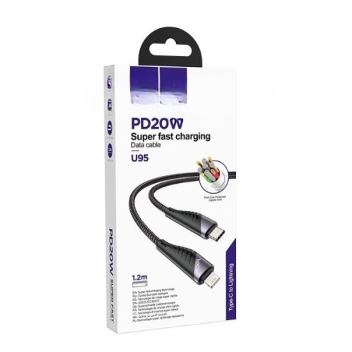  Hoco U95 Freeway PD USB-C-Type-C/8pin (Lightning 3A ,  1.2)