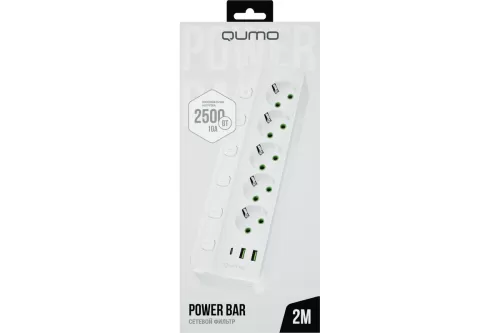   QUMO Power Bar [51556] 5 , 2, 2 USB-A  1 Type-C   2.4A  ( )