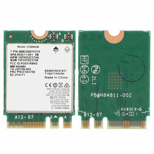 ������ Wi-Fi  ��� �������� Intel 3165NGW 2.4/5 ���, Bluetooth 4.2