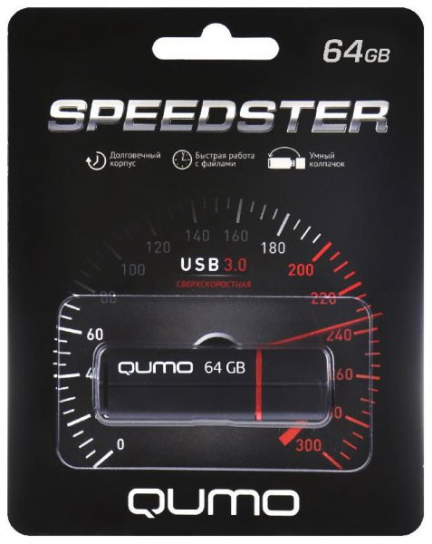 - 64GB QUMO SPEEDSTER 3.0 BLACK,   